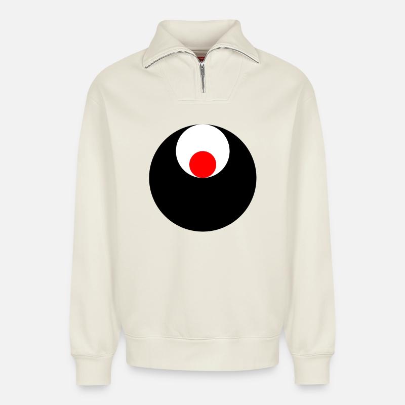 3 Kreise, schwarz, weiß und rot - Relaxed Unisex Organic Half Zip Sweatshirt – von SPREAD - Naturweiß
