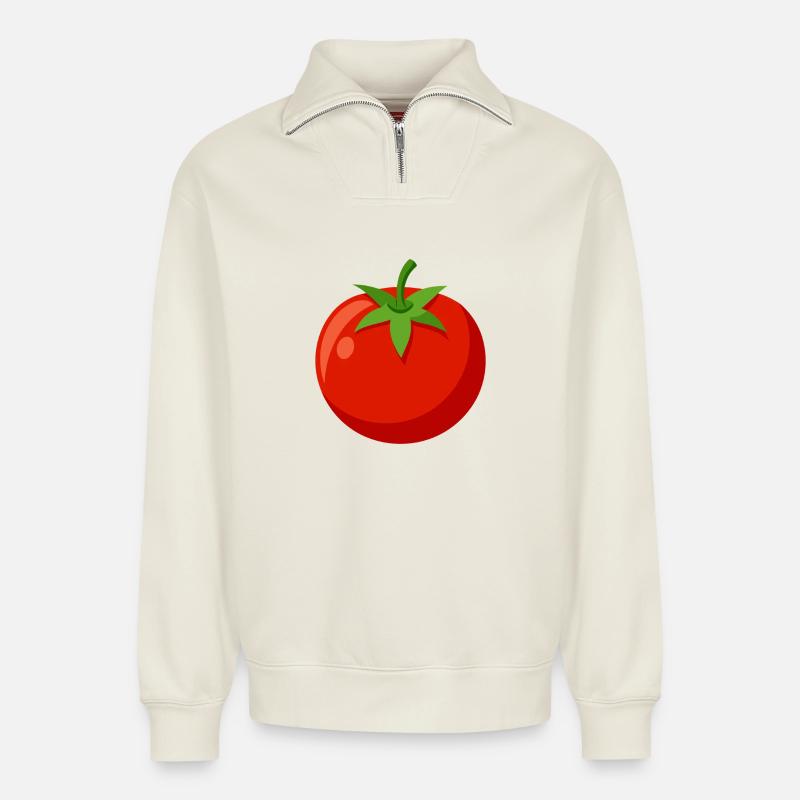 Tomate - Relaxed Unisex Organic Half Zip Sweatshirt – von SPREAD - Naturweiß