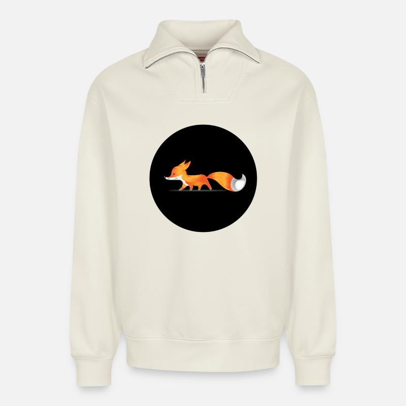 Fuchs - Relaxed Unisex Organic Half Zip Sweatshirt – von SPREAD - Naturweiß