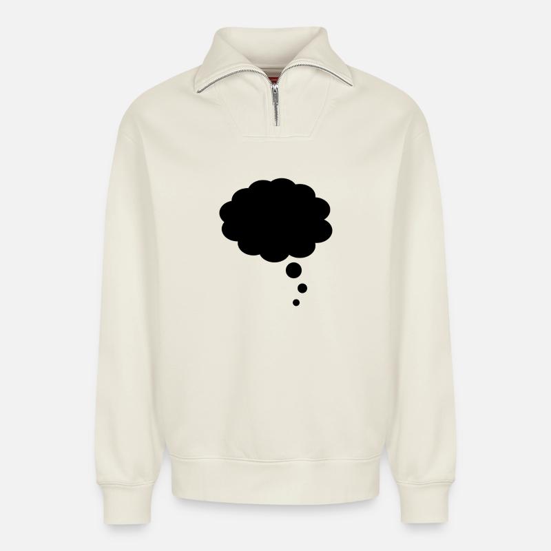 Bulle de pensée - Sweat unisexe décontracté en coton biologique à demi-zip – de SPREAD - blanc cassé