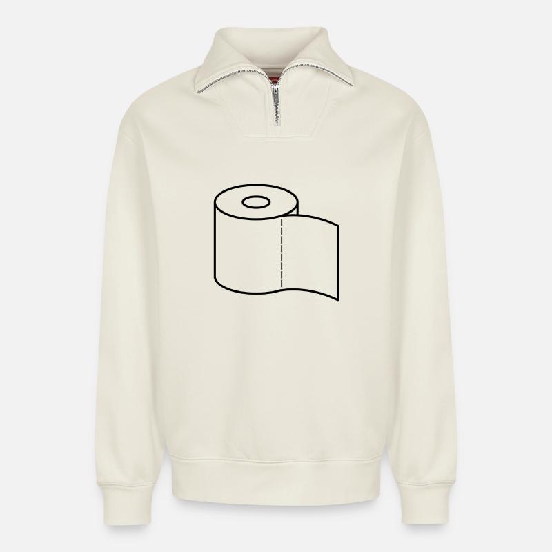 Toilettenpapier - Relaxed Unisex Organic Half Zip Sweatshirt – von SPREAD - Naturweiß