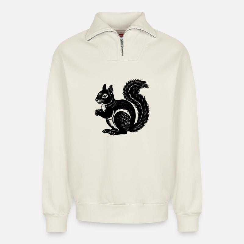 Eichhörnchen - Relaxed Unisex Organic Half Zip Sweatshirt – von SPREAD - Naturweiß