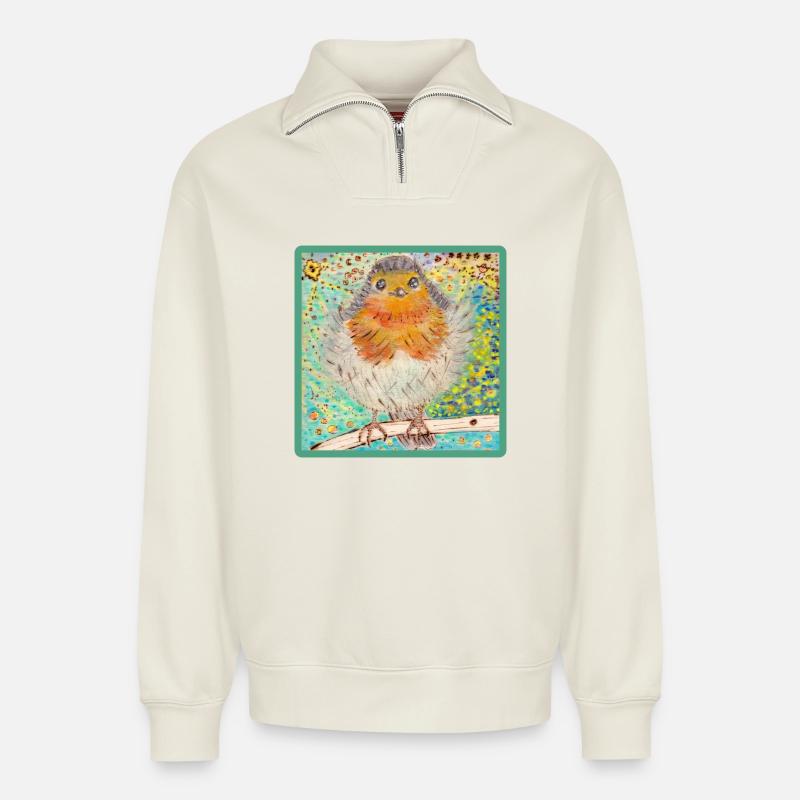 Robin - Relaxed Unisex Organic Half Zip Sweatshirt – by SPREAD - off white