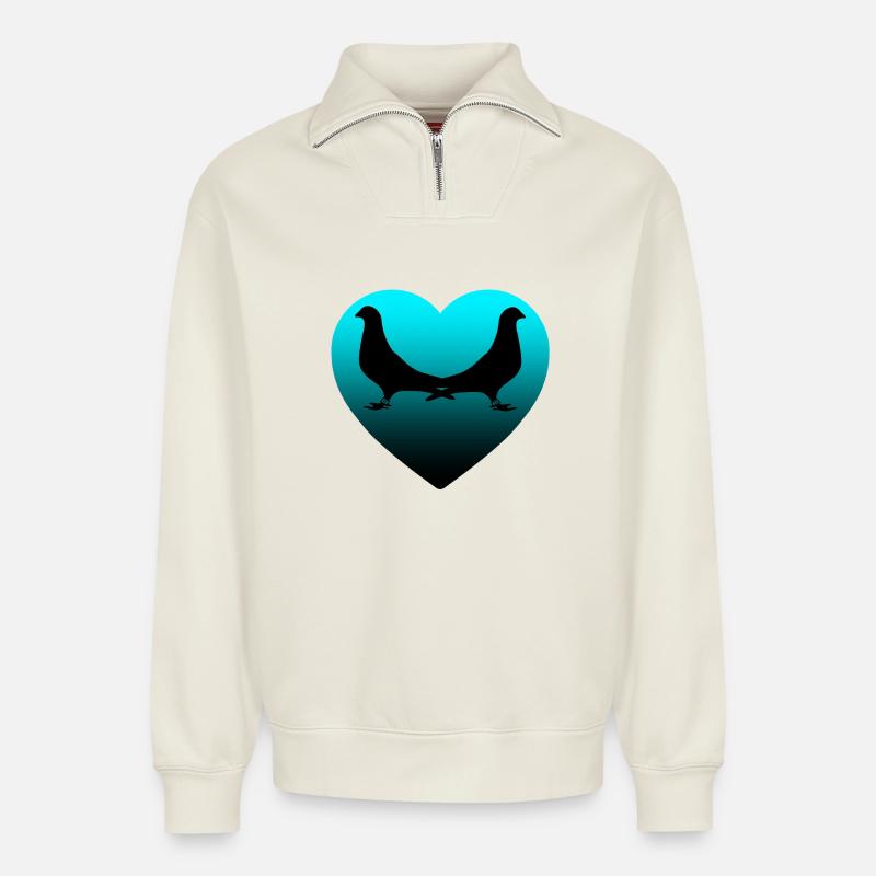 Tauben - Relaxed Unisex Organic Half Zip Sweatshirt – von SPREAD - Naturweiß
