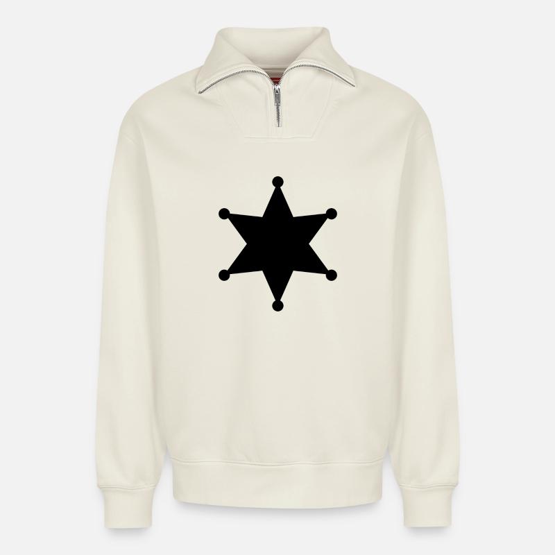 Sheriff-Star - Relaxed Unisex Organic Half Zip Sweatshirt – von SPREAD - Naturweiß