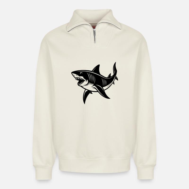 Hai - Relaxed Unisex Organic Half Zip Sweatshirt – von SPREAD - Naturweiß