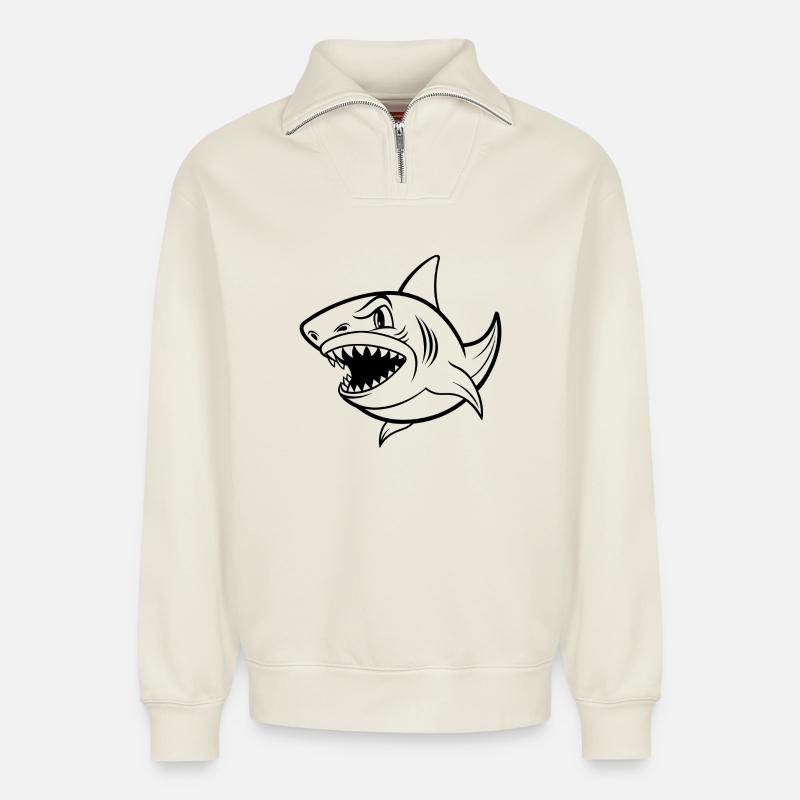 Hai - Relaxed Unisex Organic Half Zip Sweatshirt – von SPREAD - Naturweiß