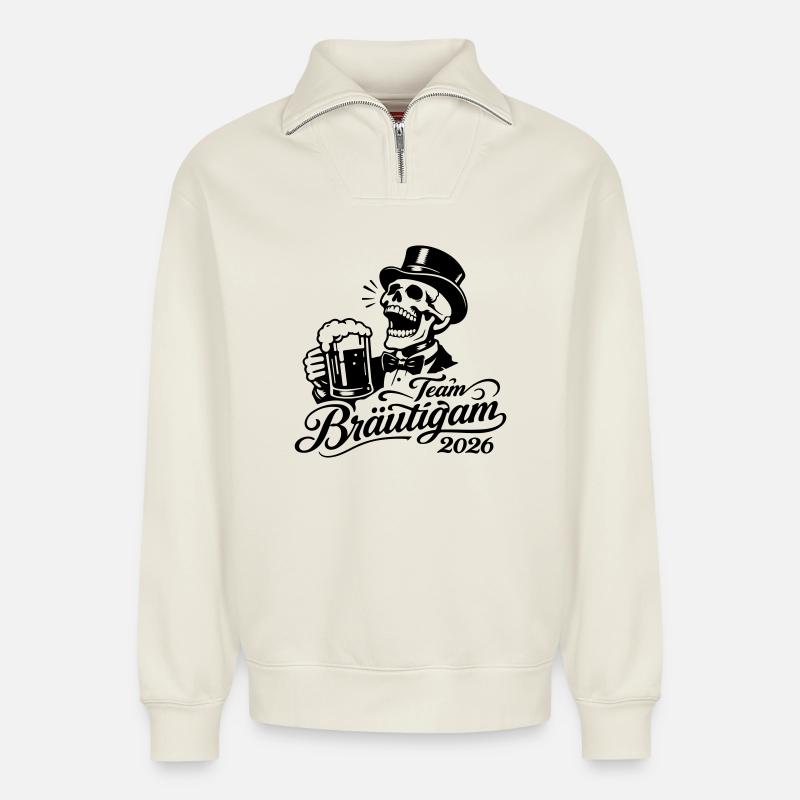 Team Bräutigam 2026 - Relaxed Unisex Organic Half Zip Sweatshirt – von SPREAD - Naturweiß