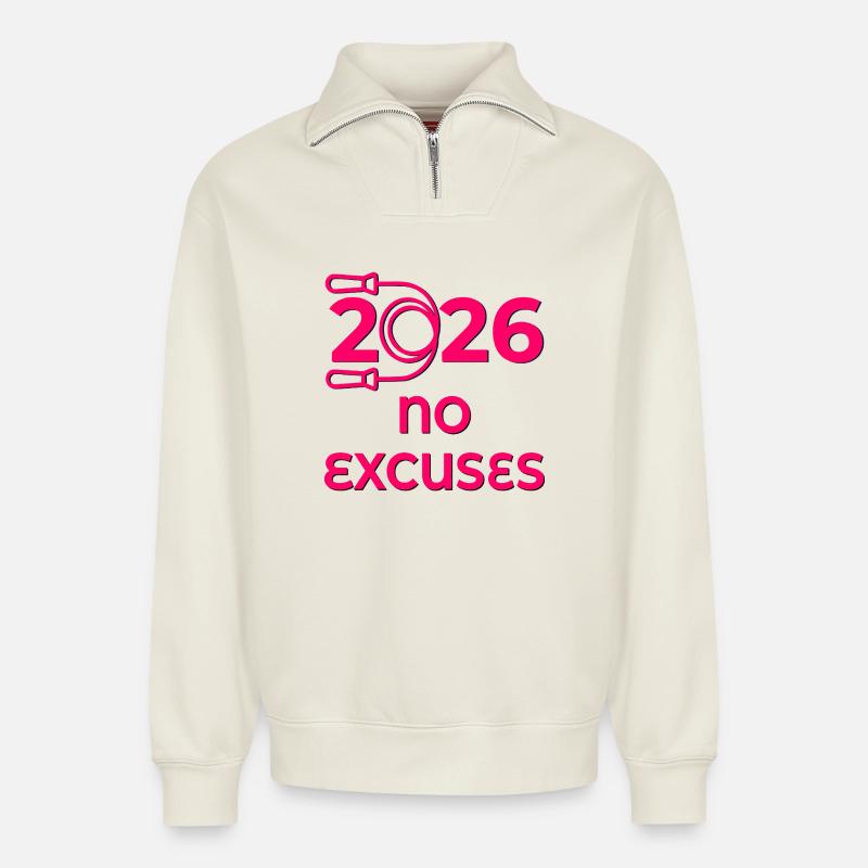 Seilspringen 2026 - Relaxed Unisex Organic Half Zip Sweatshirt – von SPREAD - Naturweiß