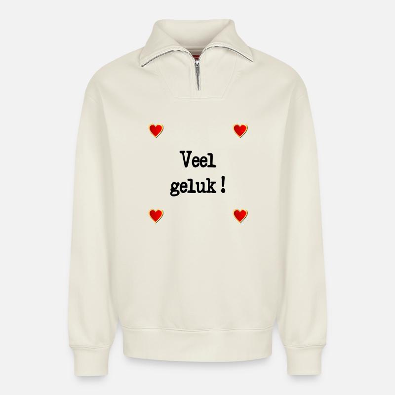 Leb wohl. Viel Glück. - Relaxed Unisex Organic Half Zip Sweatshirt – von SPREAD - Naturweiß