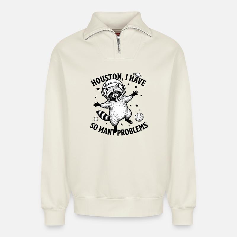 Problembär - Relaxed Unisex Organic Half Zip Sweatshirt – von SPREAD - Naturweiß