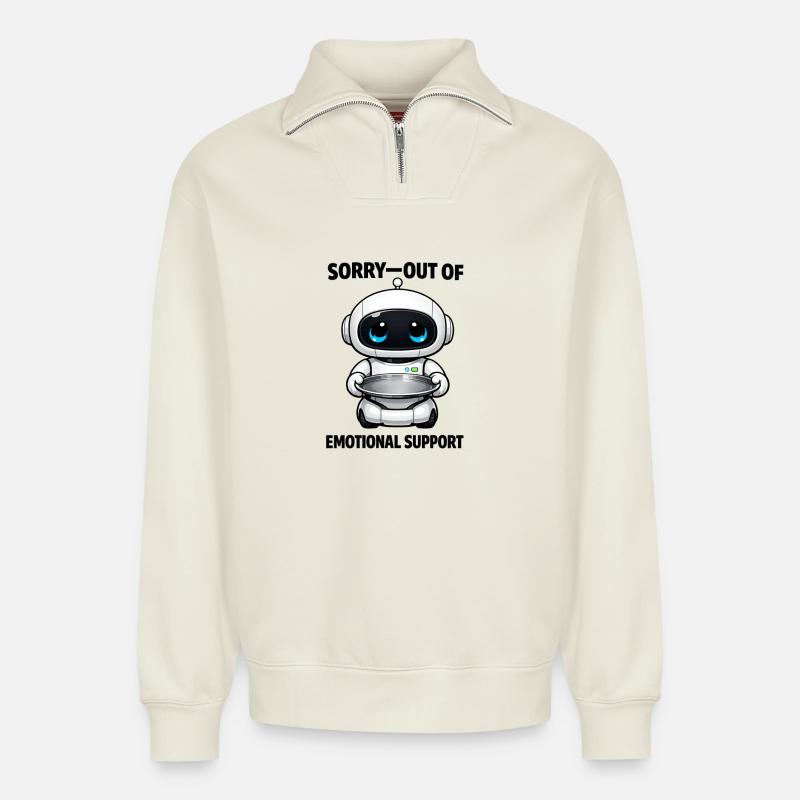 Snack Bot Küchenfreund - Relaxed Unisex Organic Half Zip Sweatshirt – von SPREAD - Naturweiß