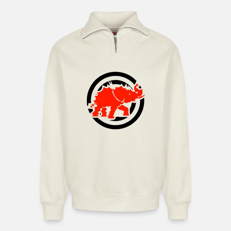 elephant - Relaxed Unisex Organic Half Zip Sweatshirt – by SPREAD - off white
