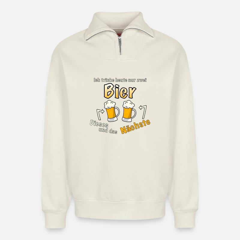 Another beer, please - Relaxed Unisex Organic Half Zip Sweatshirt – by SPREAD - off white