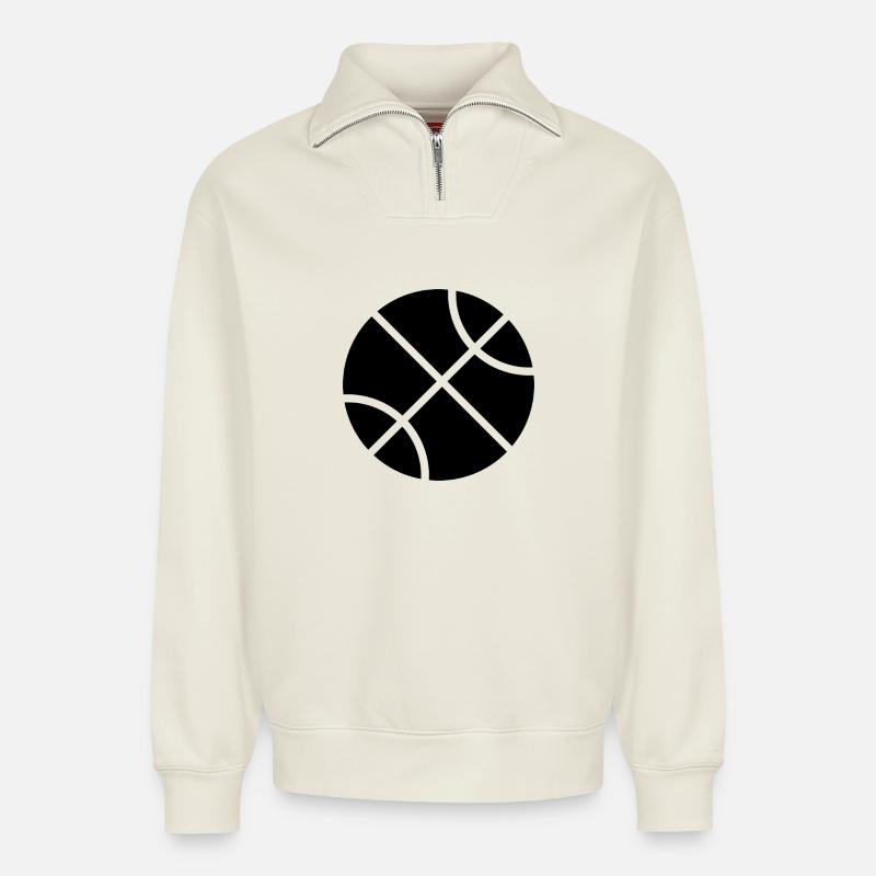 Basketballball - Relaxed Unisex Organic Half Zip Sweatshirt – von SPREAD - Naturweiß