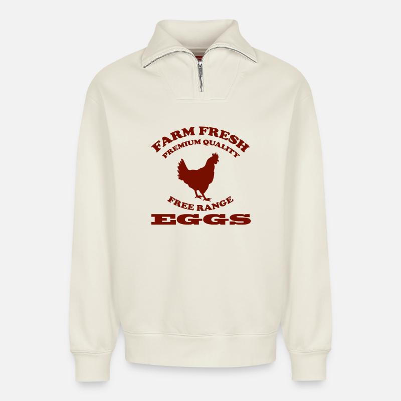 EGGS - Relaxed Unisex Organic Half Zip Sweatshirt – von SPREAD - Naturweiß