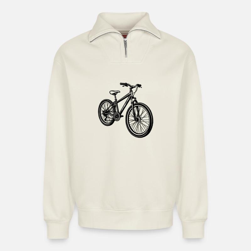 Mountainbiken - Relaxed Unisex Organic Half Zip Sweatshirt – von SPREAD - Naturweiß