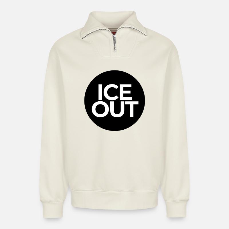 JE QUITTE - Sweat unisexe décontracté en coton biologique à demi-zip – de SPREAD - blanc cassé