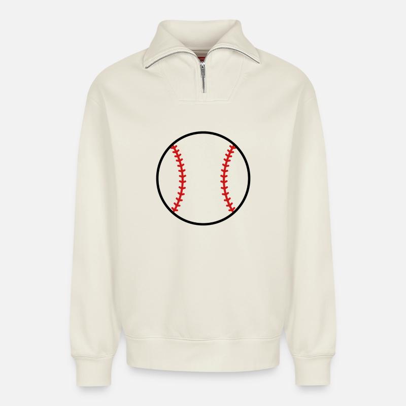 Baseball - Relaxed Unisex Organic Half Zip Sweatshirt – von SPREAD - Naturweiß