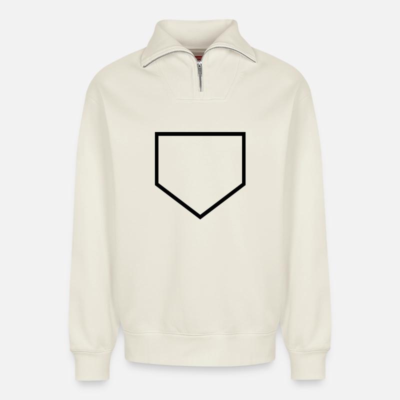 Baseball-Homeplate - Relaxed Unisex Organic Half Zip Sweatshirt – von SPREAD - Naturweiß