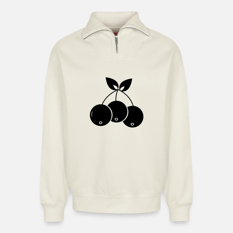 Blaubeere - Relaxed Unisex Organic Half Zip Sweatshirt – von SPREAD - Naturweiß