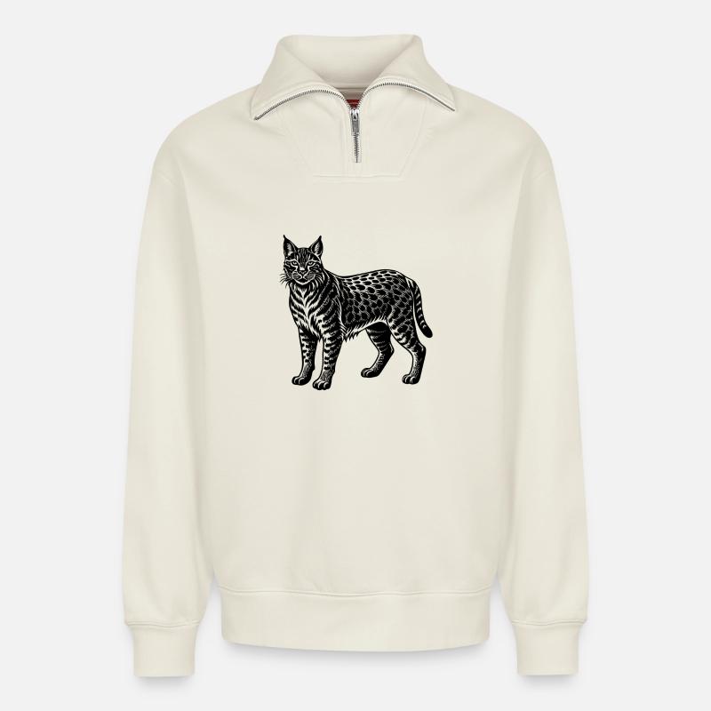 Luchs - Relaxed Unisex Organic Half Zip Sweatshirt – von SPREAD - Naturweiß