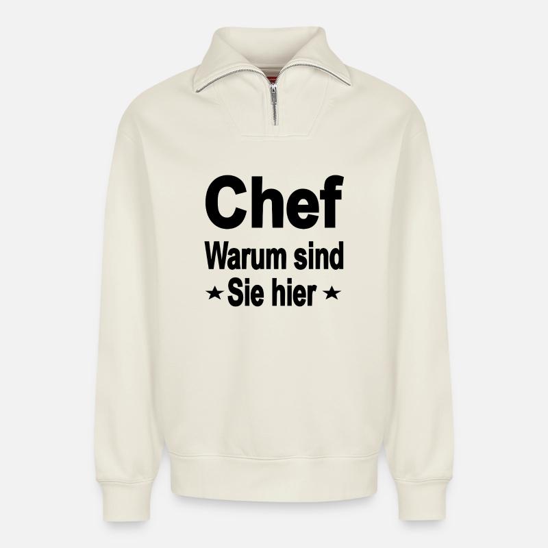 Chef - Relaxed Unisex Organic Half Zip Sweatshirt – von SPREAD - Naturweiß