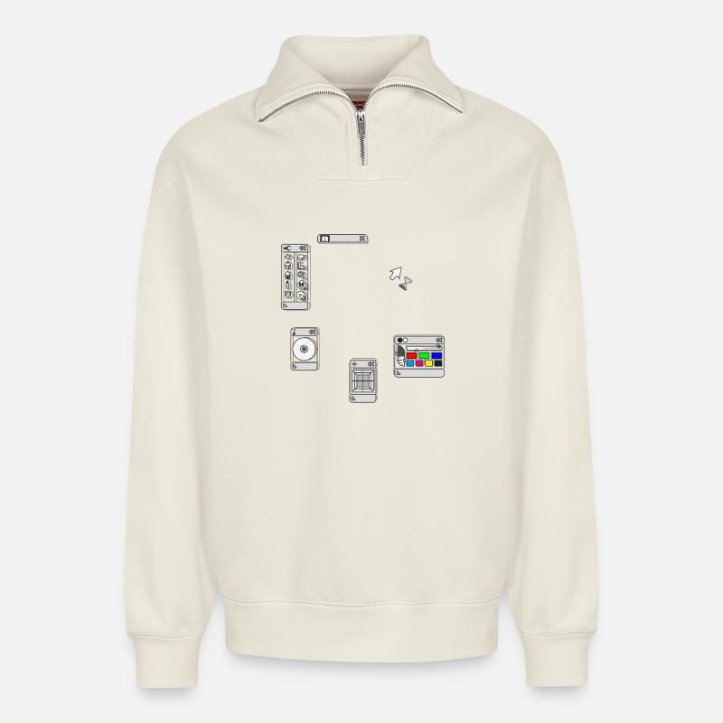 DEVISE - Sweat unisexe décontracté en coton biologique à demi-zip – de SPREAD - blanc cassé
