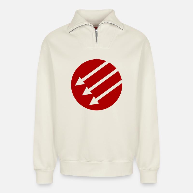 Iron Front / Eiserne Front / Järnfronten - Relaxed Unisex Organic Half Zip Sweatshirt – von SPREAD - Naturweiß