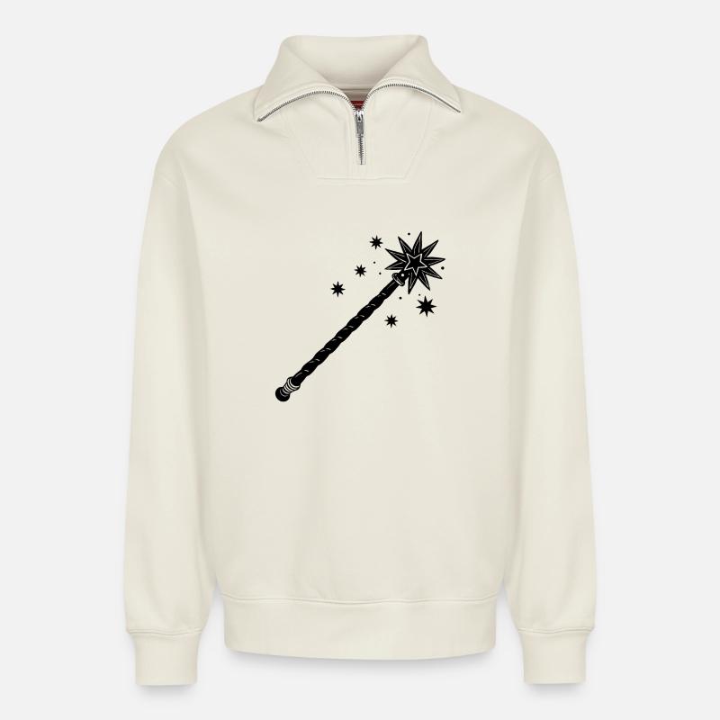 Zauberstab - Relaxed Unisex Organic Half Zip Sweatshirt – von SPREAD - Naturweiß