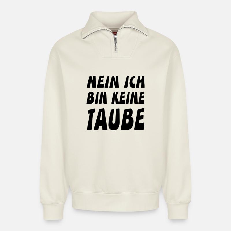 Tauben - Relaxed Unisex Organic Half Zip Sweatshirt – von SPREAD - Naturweiß