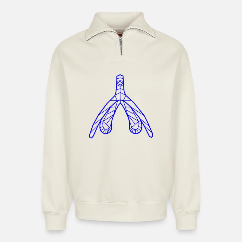 Klitoris_marine - Relaxed Unisex Organic Half Zip Sweatshirt – von SPREAD - Naturweiß