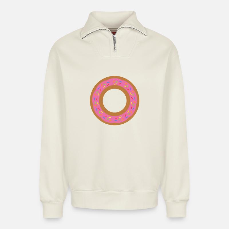 donut - Relaxed Unisex Organic Half Zip Sweatshirt – by SPREAD - off white