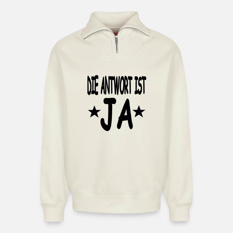 Ja - Relaxed Unisex Organic Half Zip Sweatshirt – von SPREAD - Naturweiß