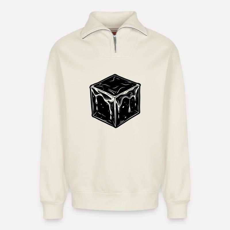 cold - Relaxed Unisex Organic Half Zip Sweatshirt – by SPREAD - off white