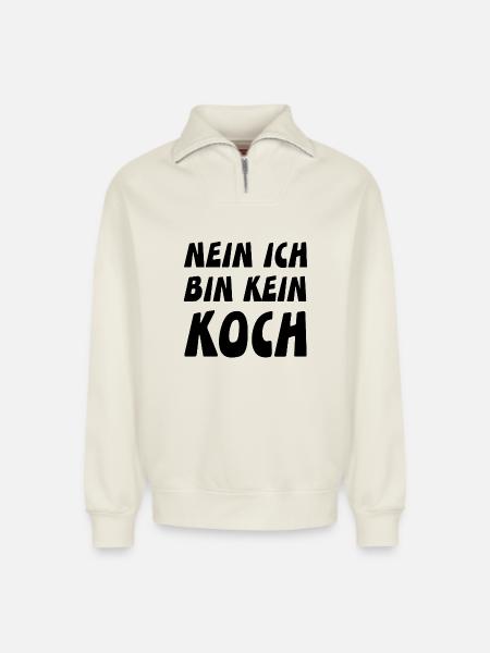 Koch - Relaxed Unisex Organic Half Zip Sweatshirt – von SPREAD - Naturweiß