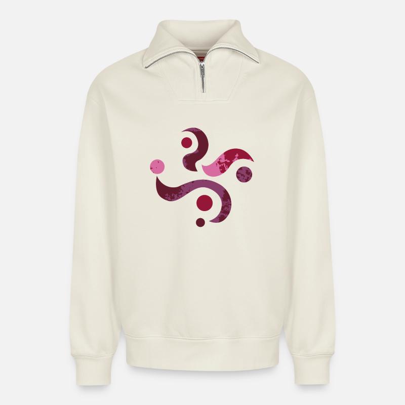 yoga-design_28 - Relaxed Unisex Organic Half Zip Sweatshirt – von SPREAD - Naturweiß