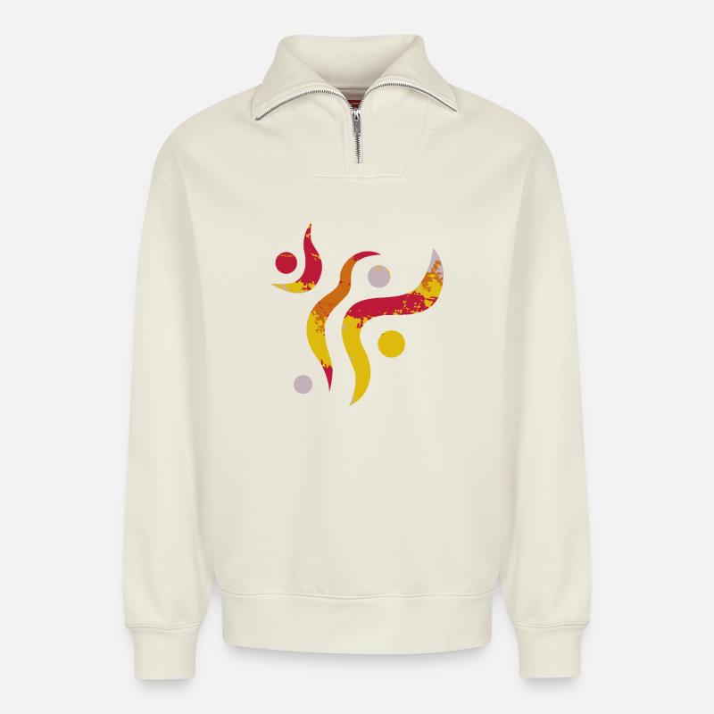yoga-design_21 - Relaxed Unisex Organic Half Zip Sweatshirt – von SPREAD - Naturweiß