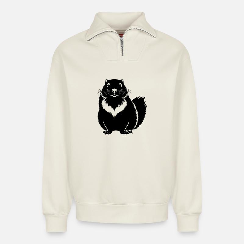 Marmotte - Sweat unisexe décontracté en coton biologique à demi-zip – de SPREAD - blanc cassé