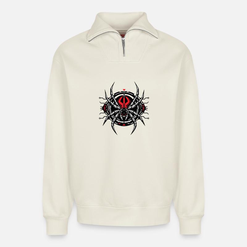 Redback Spider : Édition Tech - Sweat unisexe décontracté en coton biologique à demi-zip – de SPREAD - blanc cassé