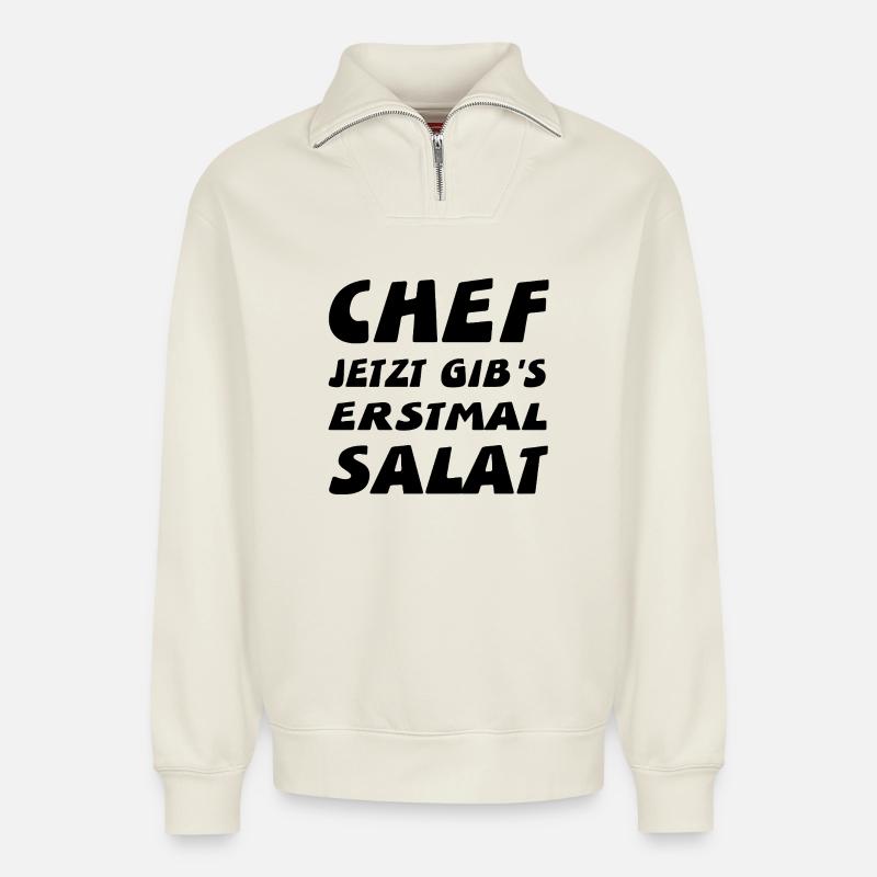 Chef - Relaxed Unisex Organic Half Zip Sweatshirt – von SPREAD - Naturweiß