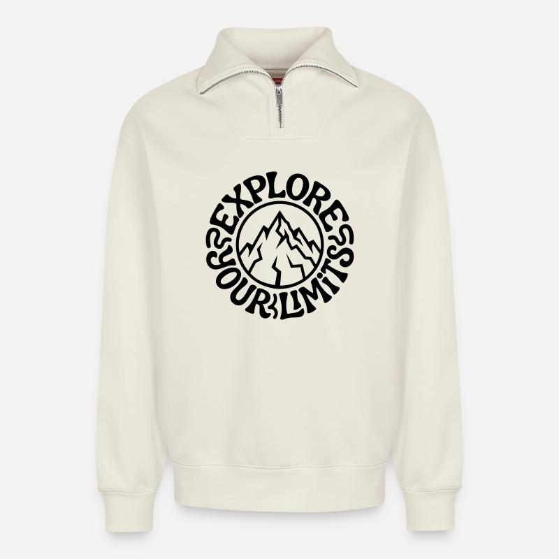 Bergsteigen - Relaxed Unisex Organic Half Zip Sweatshirt – von SPREAD - Naturweiß