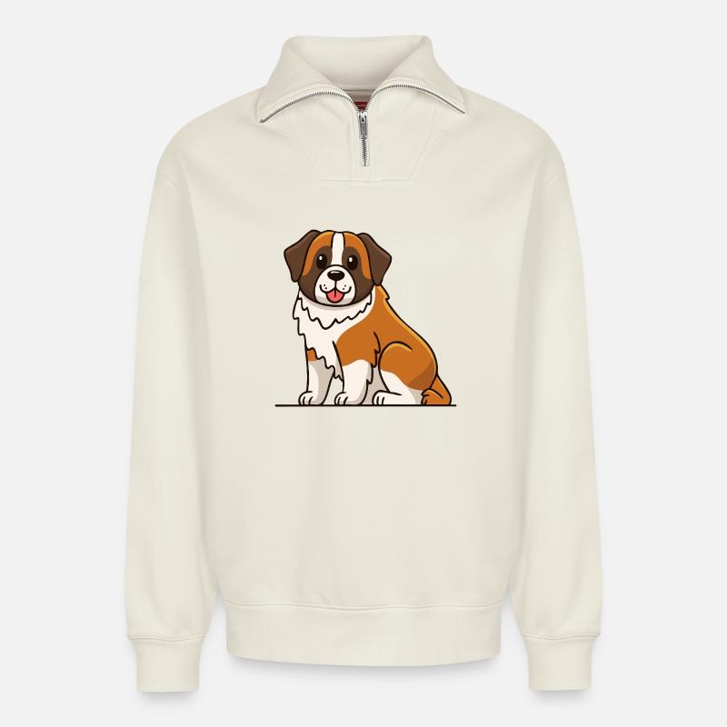 Saint-Bernard (bande dessinée) - Sweat unisexe décontracté en coton biologique à demi-zip – de SPREAD - blanc cassé