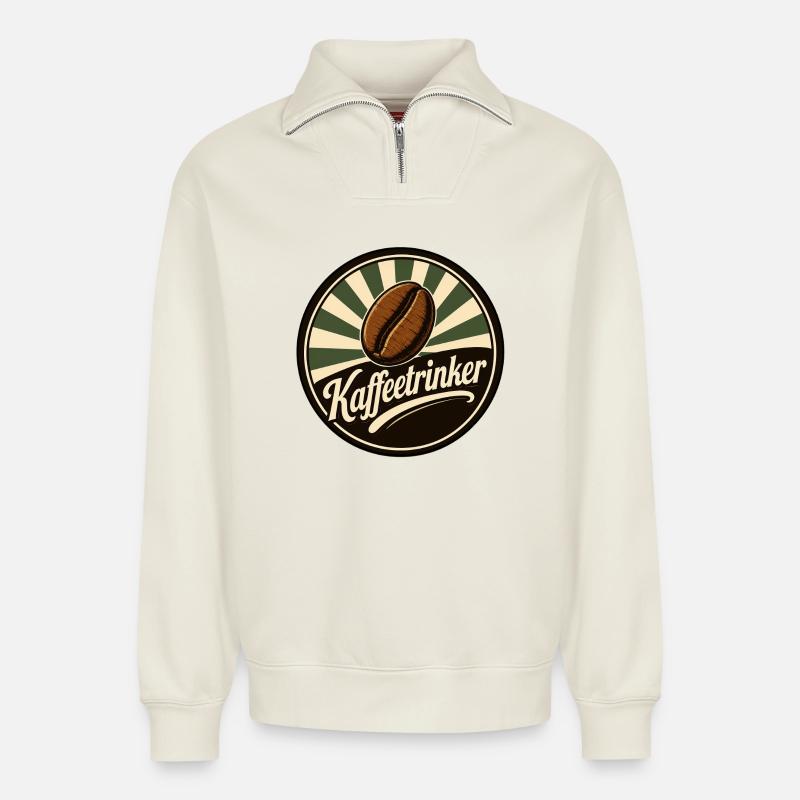 Kaffeetrinker klassisch - Relaxed Unisex Organic Half Zip Sweatshirt – von SPREAD - Naturweiß