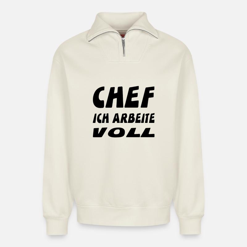 Chef - Relaxed Unisex Organic Half Zip Sweatshirt – von SPREAD - Naturweiß