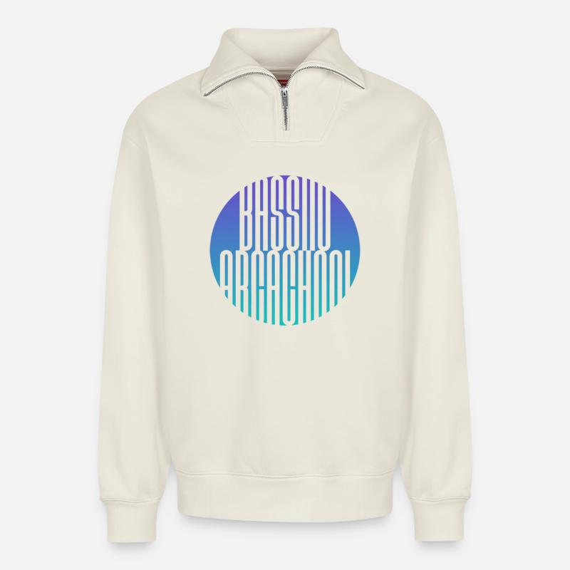 Das Becken - Relaxed Unisex Organic Half Zip Sweatshirt – von SPREAD - Naturweiß