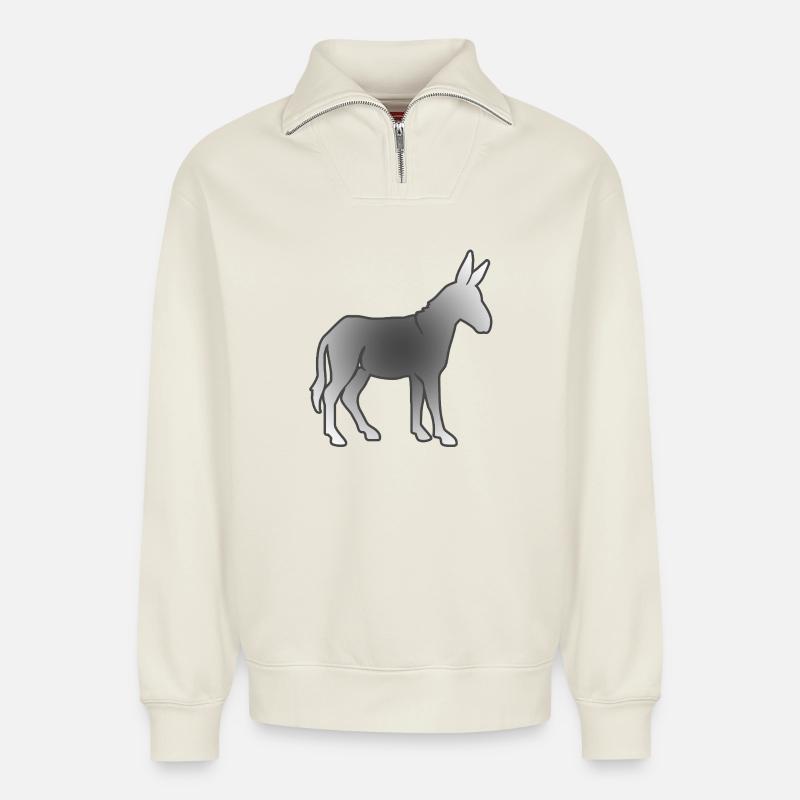 Esel - Relaxed Unisex Organic Half Zip Sweatshirt – von SPREAD - Naturweiß