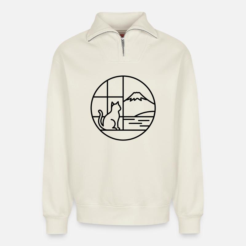 Fuji - Relaxed Unisex Organic Half Zip Sweatshirt – von SPREAD - Naturweiß