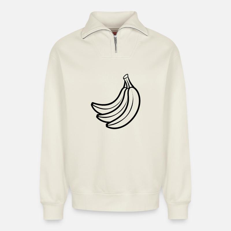 Bananas - Relaxed Unisex Organic Half Zip Sweatshirt – by SPREAD - off white