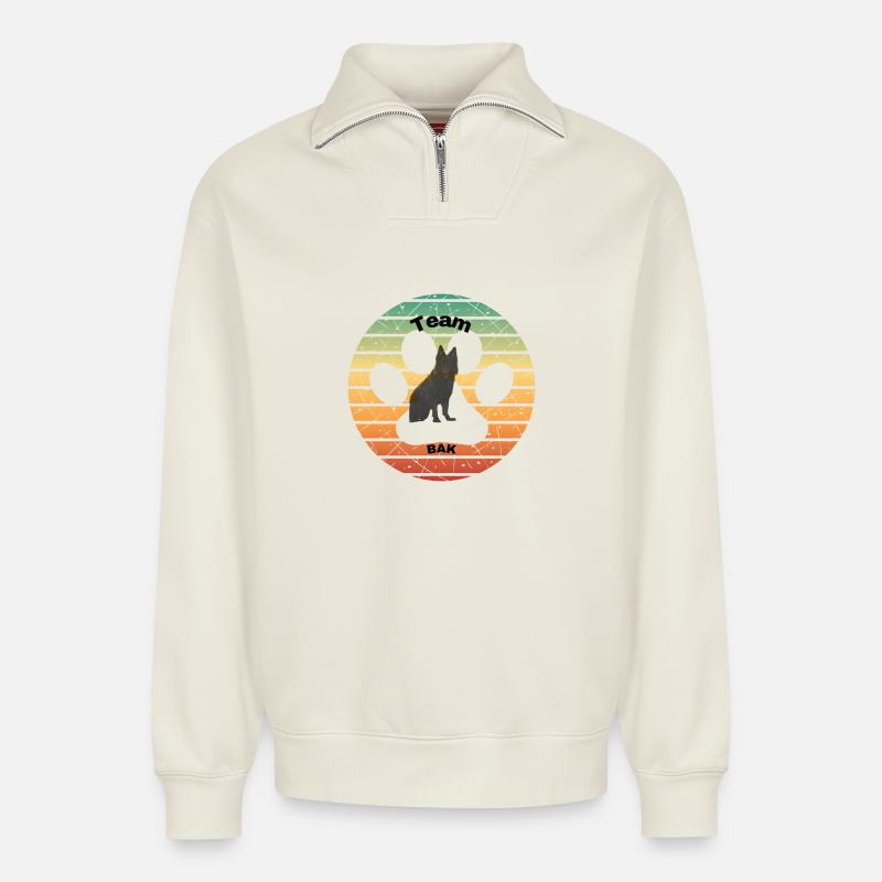 Team Bak - Relaxed Unisex Organic Half Zip Sweatshirt – von SPREAD - Naturweiß